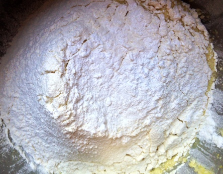 adding flour